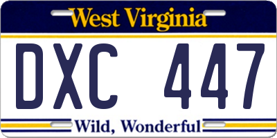 WV license plate DXC447