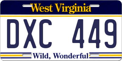 WV license plate DXC449
