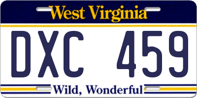WV license plate DXC459