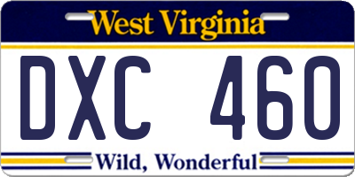 WV license plate DXC460