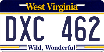 WV license plate DXC462