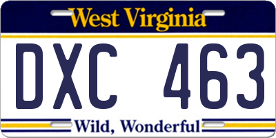 WV license plate DXC463