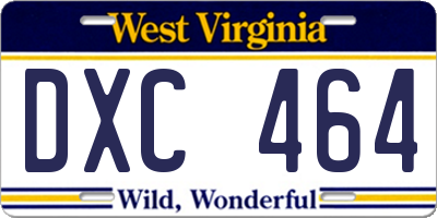WV license plate DXC464