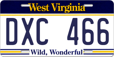 WV license plate DXC466
