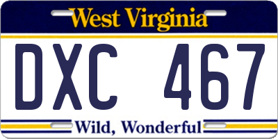 WV license plate DXC467