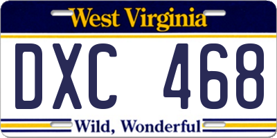 WV license plate DXC468