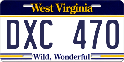 WV license plate DXC470
