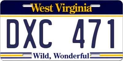 WV license plate DXC471