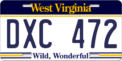 WV license plate DXC472