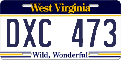 WV license plate DXC473