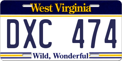WV license plate DXC474