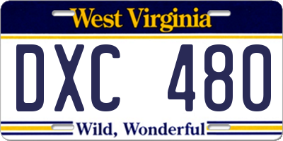 WV license plate DXC480