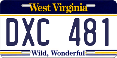WV license plate DXC481