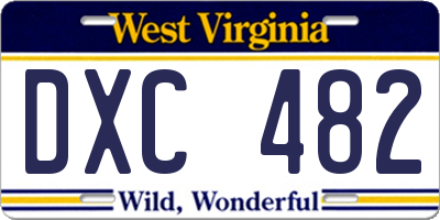WV license plate DXC482