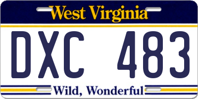 WV license plate DXC483
