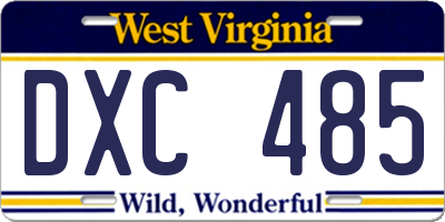 WV license plate DXC485