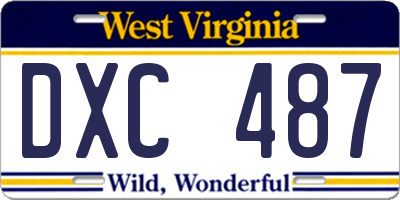 WV license plate DXC487