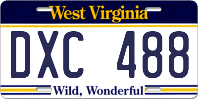 WV license plate DXC488