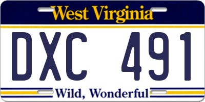WV license plate DXC491