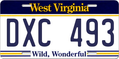WV license plate DXC493