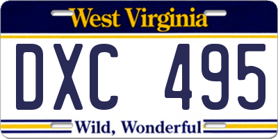 WV license plate DXC495