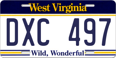 WV license plate DXC497