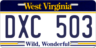 WV license plate DXC503