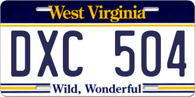 WV license plate DXC504