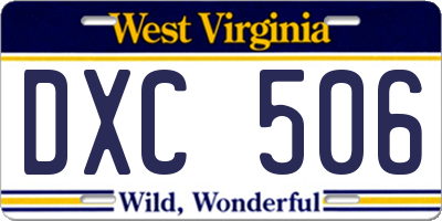 WV license plate DXC506