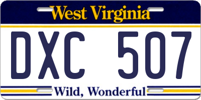 WV license plate DXC507