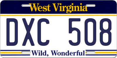 WV license plate DXC508