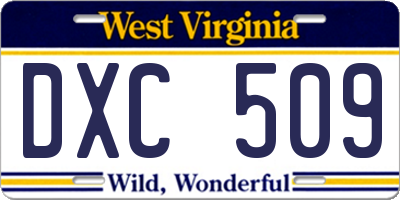 WV license plate DXC509