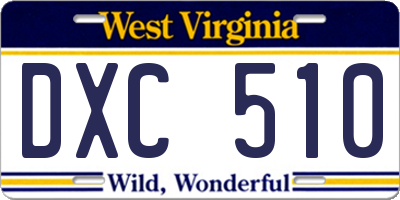 WV license plate DXC510