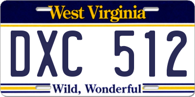 WV license plate DXC512
