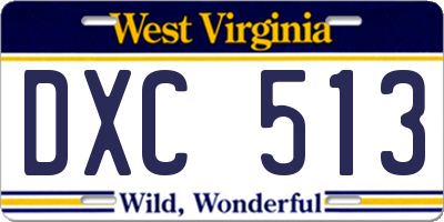 WV license plate DXC513