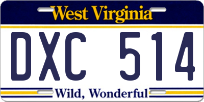 WV license plate DXC514