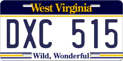 WV license plate DXC515