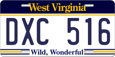 WV license plate DXC516
