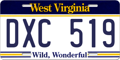 WV license plate DXC519