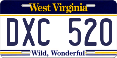 WV license plate DXC520