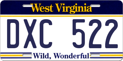 WV license plate DXC522