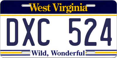 WV license plate DXC524