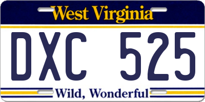 WV license plate DXC525