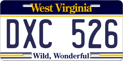 WV license plate DXC526
