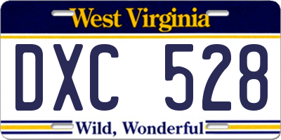 WV license plate DXC528