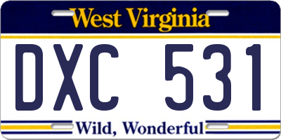 WV license plate DXC531