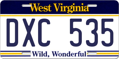 WV license plate DXC535