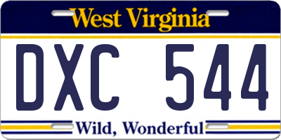 WV license plate DXC544