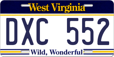 WV license plate DXC552
