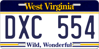 WV license plate DXC554